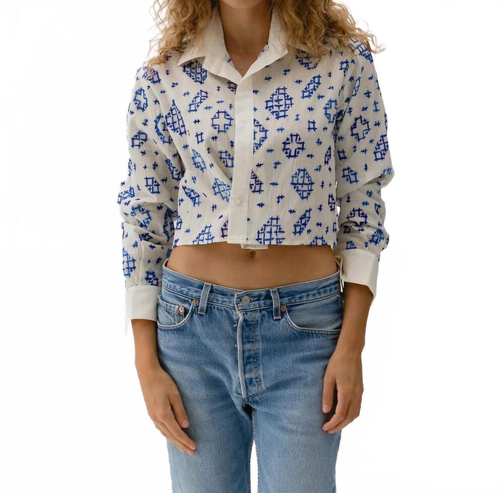 NEW CISSA crop button down wrap shirt in yves handstitch
